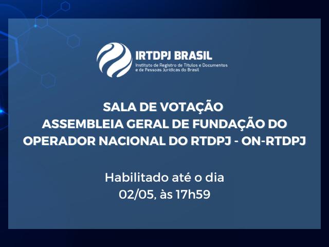 Votação on-line do Estatuto do Operador Nacional do RTDPJ vai até o dia 2 de maio