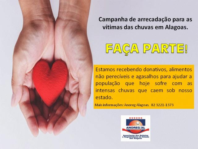 Campanha de arrecadação para as vítimas da chuva em Alagoas. Faça parte!