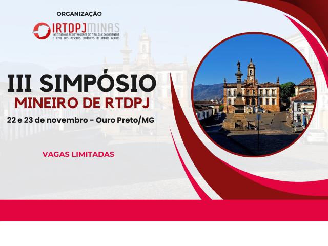 III Simpósio Mineiro de RTDPJ será realizado em Ouro Preto