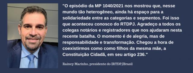 Editorial – “O veto à extinção da sociedade simples é vitória de toda classe registral” . Por Rainey Marinho