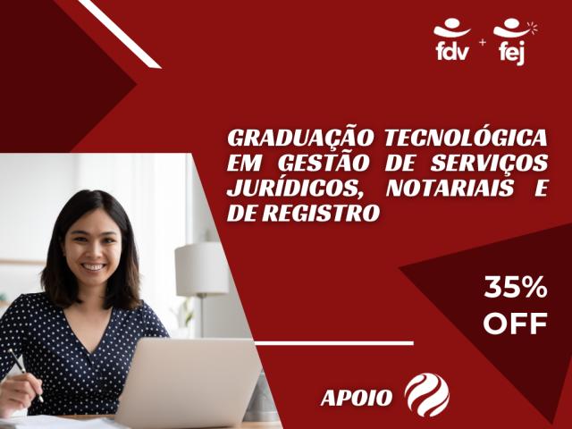 Curso Superior em Gestão de Serviços Jurídicos, Notariais e de Registro oferece descontos para associados ao IRTDPJBrasil