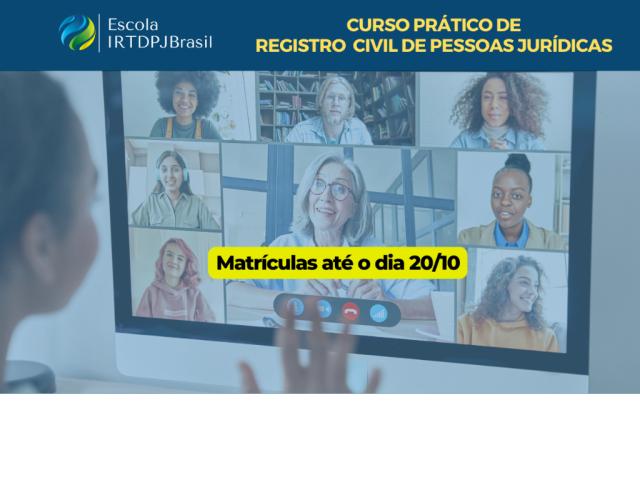 Últimos dias para se inscrever no Curso Prático de Registro Civil de Pessoas Jurídicas 